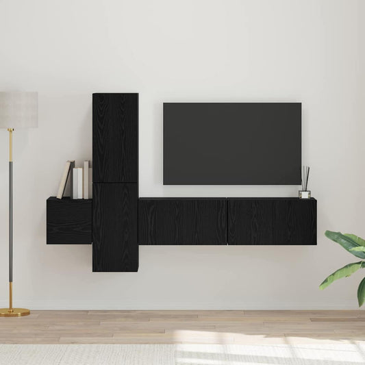 vidaXL Σετ επίπλου τηλεόρασης 5 pcs Μαύρη δρυς Επεξεργασμένο ξύλο