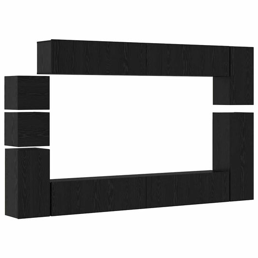 vidaXL Σετ επίπλου τηλεόρασης 9 pcs Μαύρη δρυς Επεξεργασμένο ξύλο