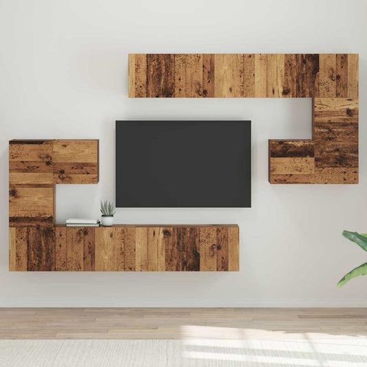 vidaXL Μονάδες TV Επιτοίχιο 4 pcs Παλιό Ξύλο Επεξεργασμένο ξύλο