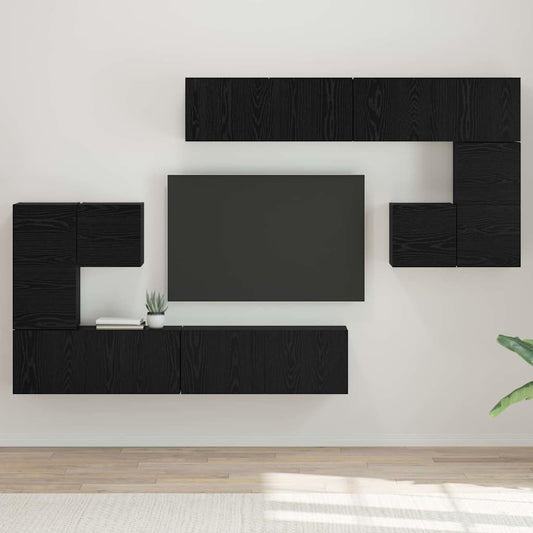 vidaXL Μονάδες TV Επιτοίχιο 4 pcs Μαύρη Οξυά Επεξεργασμένο ξύλο