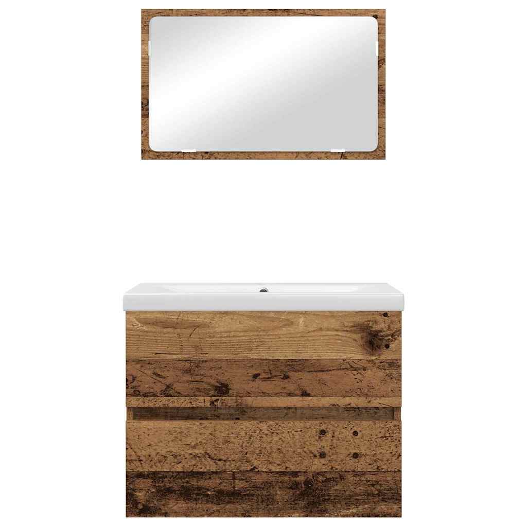 vidaXL Σετ Επίπλων Μπάνιου 3 pcs Παλιό ξύλο 60 x 38.5 x 45 cm