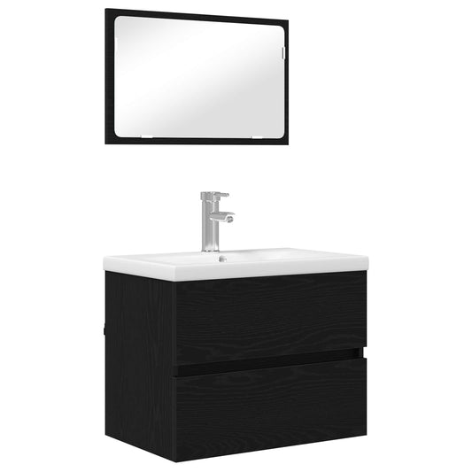 vidaXL Σετ Επίπλων Μπάνιου 3 pcs Μαύρη δρυς 60 x 38.5 x 45 cm