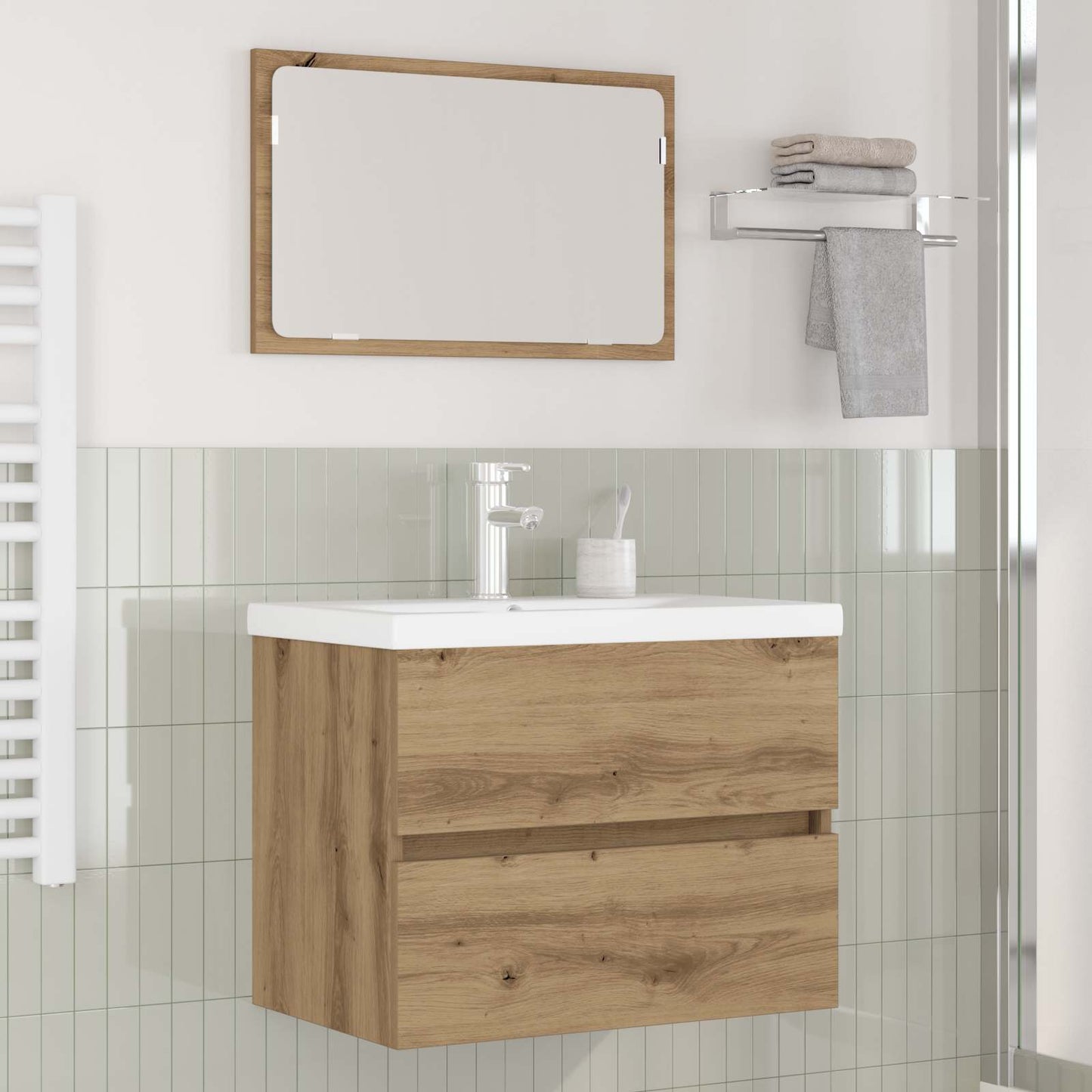 vidaXL Σετ Επίπλων Μπάνιου 3 τεμ. Artisan Oak Επεξεργασμένο Ξύλο