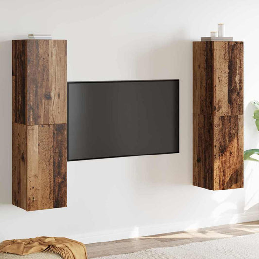 vidaXL Σετ επίπλου τηλεόρασης 4 pcs Παλαιό ξύλο 30.5 x 30 x 60 εκ.