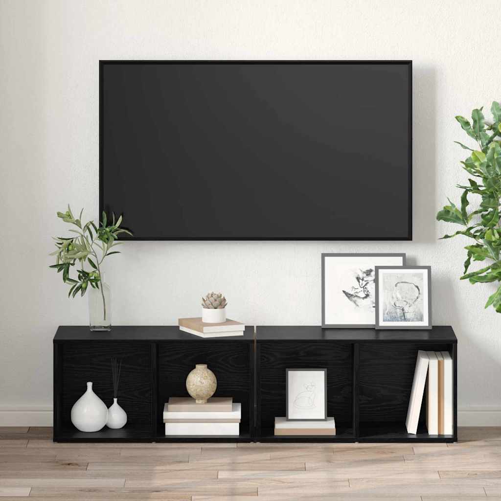 vidaXL Σετ επίπλου τηλεόρασης 2 pcs Μαύρη Οξυά 37 x 35 x 72 εκ.