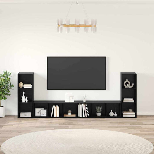 vidaXL Σετ επίπλου τηλεόρασης 4 pcs Μαύρη Οξυά 37 x 35 x 107 εκ