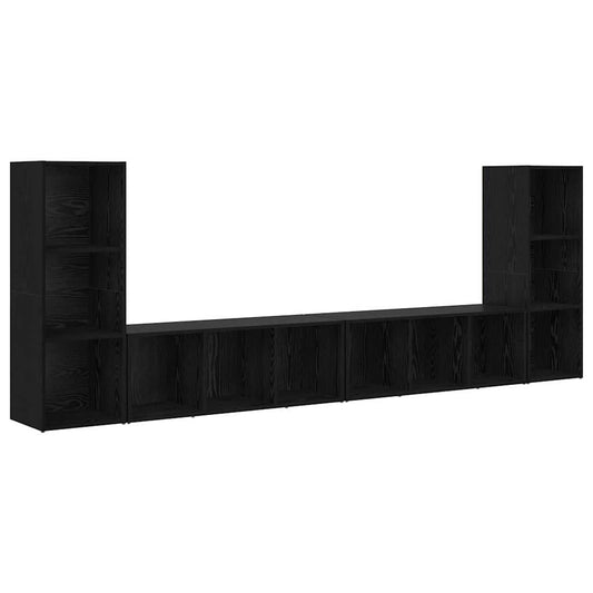 vidaXL Ντουλάπι TV με ράφι με αποθήκευση 4 pcs Μαύρη Δρυς 37 x 35 x 107.5 εκ.