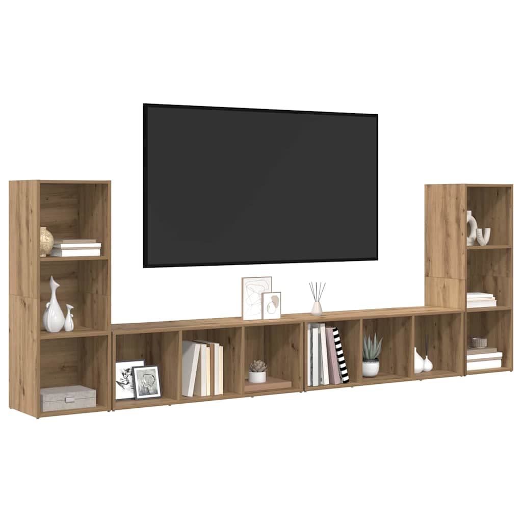 vidaXL Ντουλάπι TV με ράφι 4 pcs Χειροποίητη δρυς 37 x 35 x 107.5 εκ.