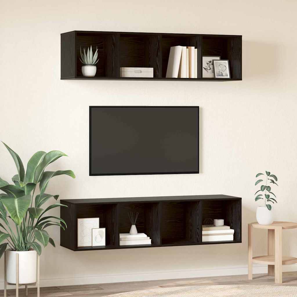 vidaXL Σετ επίπλου τηλεόρασης 2 pcs Μαύρη δρυς 37 x 37 x 142.5 εκ