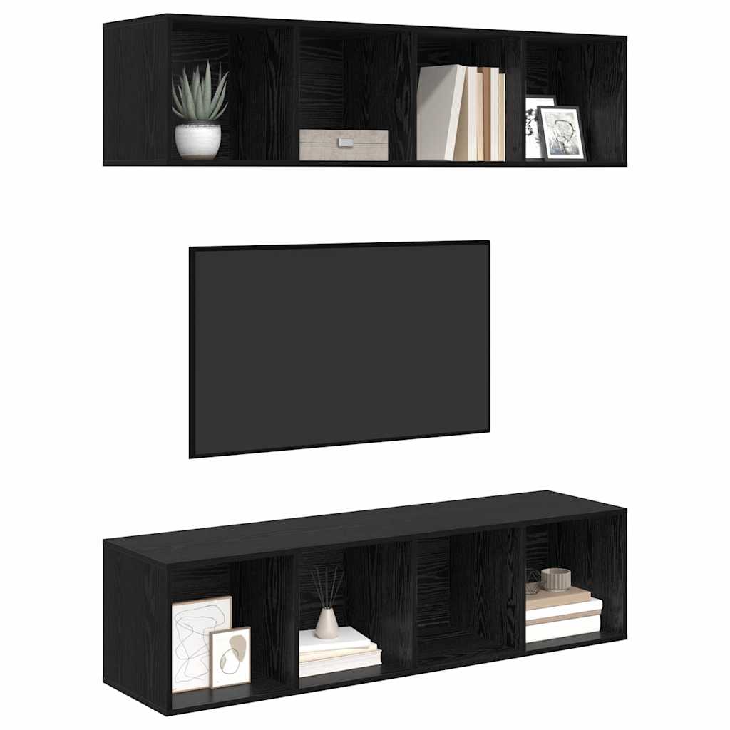 vidaXL Σετ επίπλου τηλεόρασης 2 pcs Μαύρη δρυς 37 x 37 x 142.5 εκ