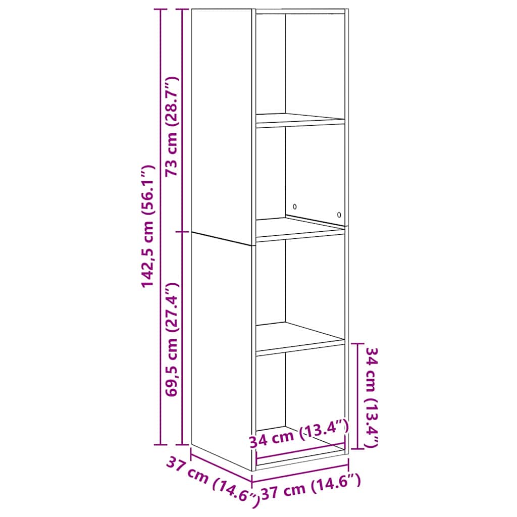 vidaXL Σετ επίπλου τηλεόρασης 2 pcs Μαύρη δρυς 37 x 37 x 142.5 εκ