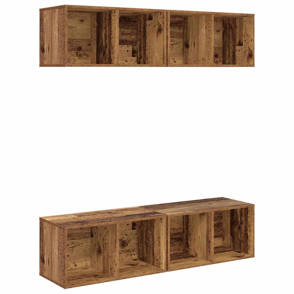 vidaXL Σετ επίπλου τηλεόρασης 4 pcs Παλιό Ξύλο 37 x 37 x 72 εκ