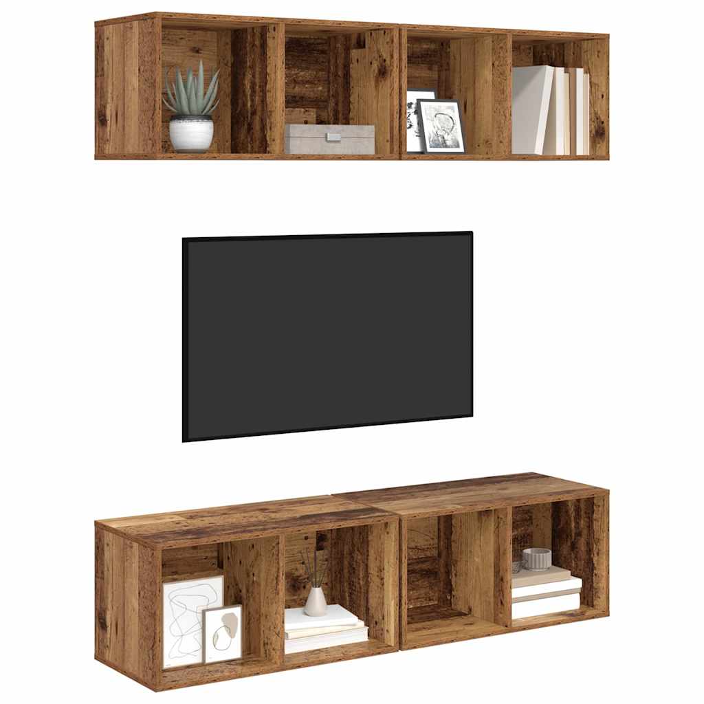 vidaXL Σετ επίπλου τηλεόρασης 4 pcs Παλιό Ξύλο 37 x 37 x 72 εκ