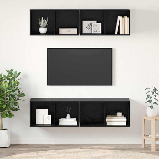 vidaXL Σετ επίπλου τηλεόρασης 4 pcs Μαύρη Οξυά 37 x 37 x 72 εκ