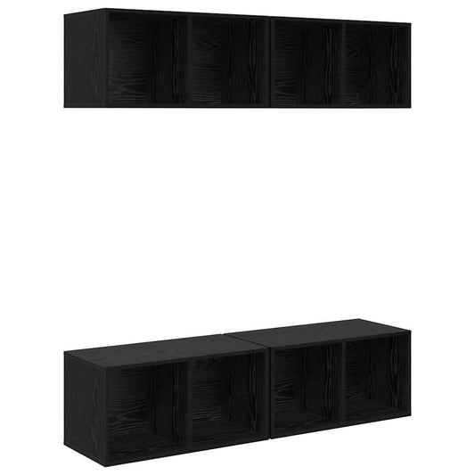 vidaXL Σετ επίπλου τηλεόρασης 4 pcs Μαύρη Οξυά 37 x 37 x 72 εκ