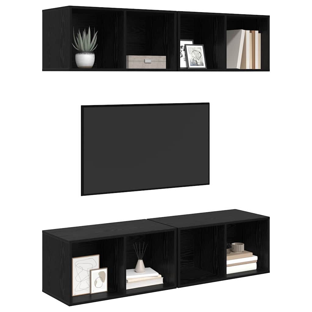 vidaXL Σετ επίπλου τηλεόρασης 4 pcs Μαύρη Οξυά 37 x 37 x 72 εκ