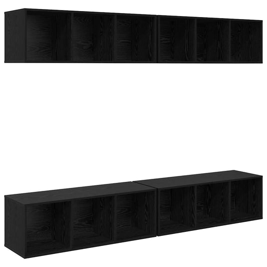 vidaXL Τηλεοπτική Κάβα Τοίχου 4 pcs Μαύρη δρυς 37 x 37 x 107.5 εκ