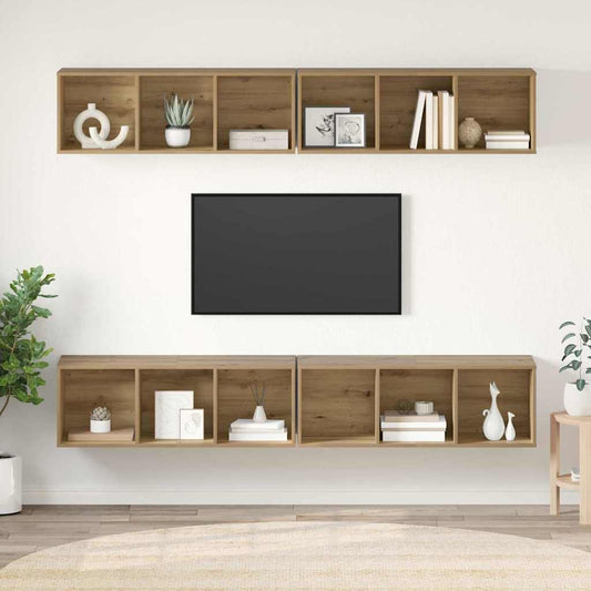 vidaXL Τηλεοπτική Κάβα Τοίχου 4 pcs artisan δρυς 37 x 37 x 107.5 εκ
