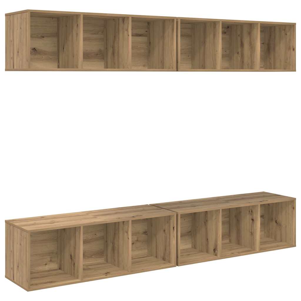 vidaXL Τηλεοπτική Κάβα Τοίχου 4 pcs artisan δρυς 37 x 37 x 107.5 εκ