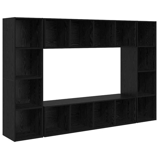 vidaXL Σετ επίπλου τηλεόρασης Επιτοίχιο 4 pcs Μαύρο 37 x 37 x 142.5 εκ