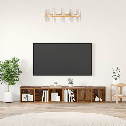 vidaXL Σετ επίπλου τηλεόρασης 2 pcs Παλιό Ξύλο 37 x 35 x 107 εκ.