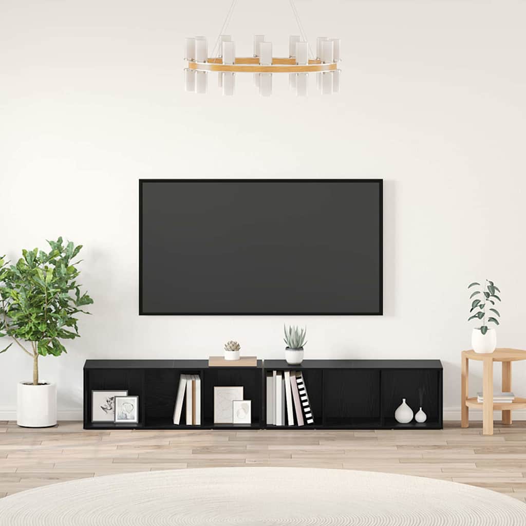 vidaXL Σετ επίπλου τηλεόρασης 2 pcs Μαύρη Οξυά 37 x 35 x 107 εκ.