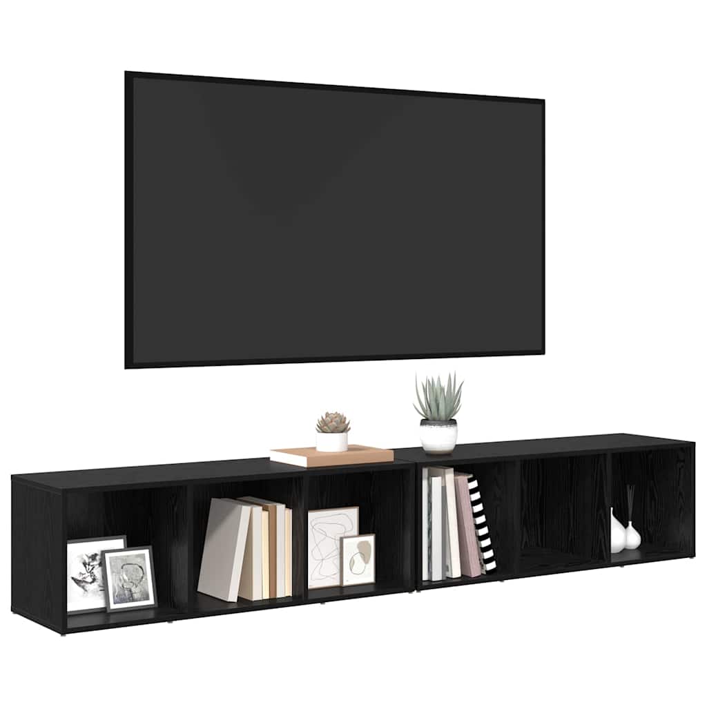 vidaXL Σετ επίπλου τηλεόρασης 2 pcs Μαύρη Οξυά 37 x 35 x 107 εκ.