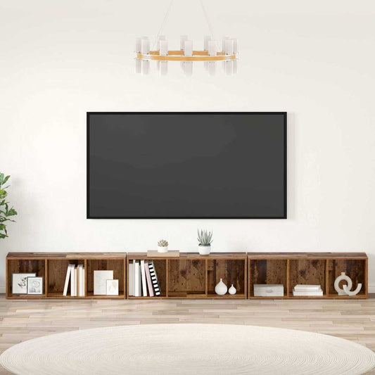 vidaXL Ντουλάπι TV 3 pcs Παλιό ξύλο 37 x 35 x 107.5 εκ