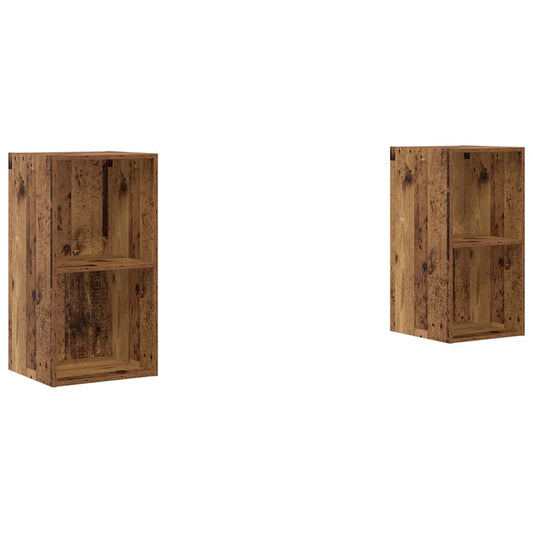 vidaXL Τηλεοπτική Κάβα Τοίχου 2 pcs Παλιό ξύλο 37 x 37 x 72 εκ