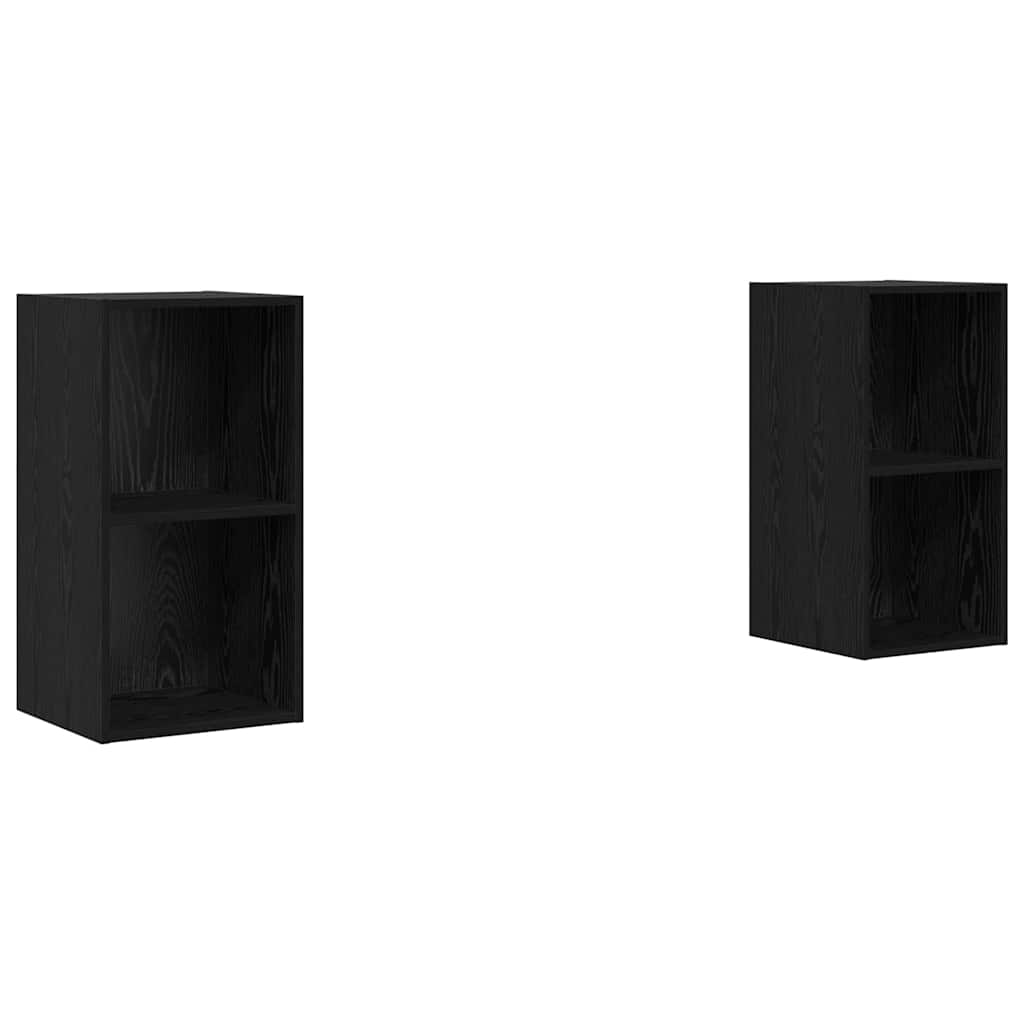 vidaXL Τηλεοπτική Κάβα Τοίχου 2 pcs Μαύρη Δρυς 37 x 37 x 72 εκ