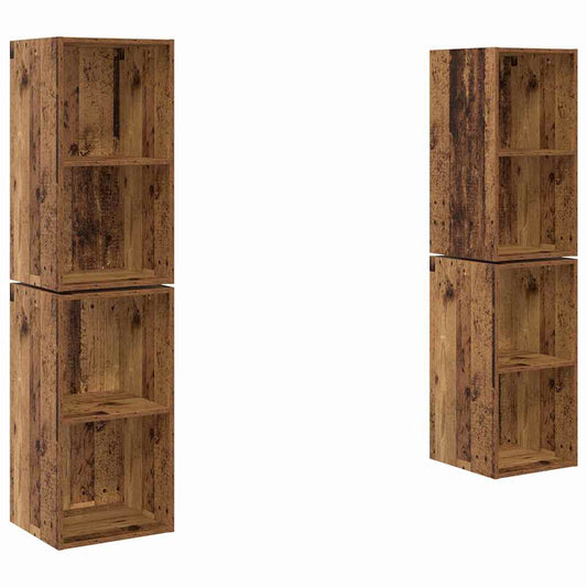vidaXL Τηλεοπτική Κάβα Τοίχου 4 pcs Παλιό ξύλο 37 x 37 x 72 εκ