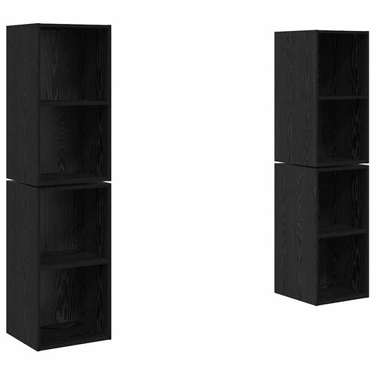 vidaXL Τηλεοπτική Κάβα Τοίχου με ράφι 4 pcs Μαύρη Δρυς 37 x 37 x 72 εκ