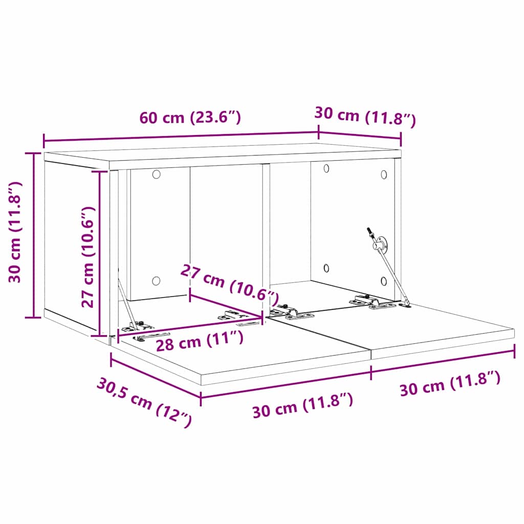 vidaXL Σετ επίπλου τηλεόρασης 4 pcs Παλιό Ξύλο 60 x 30 x 30 cm