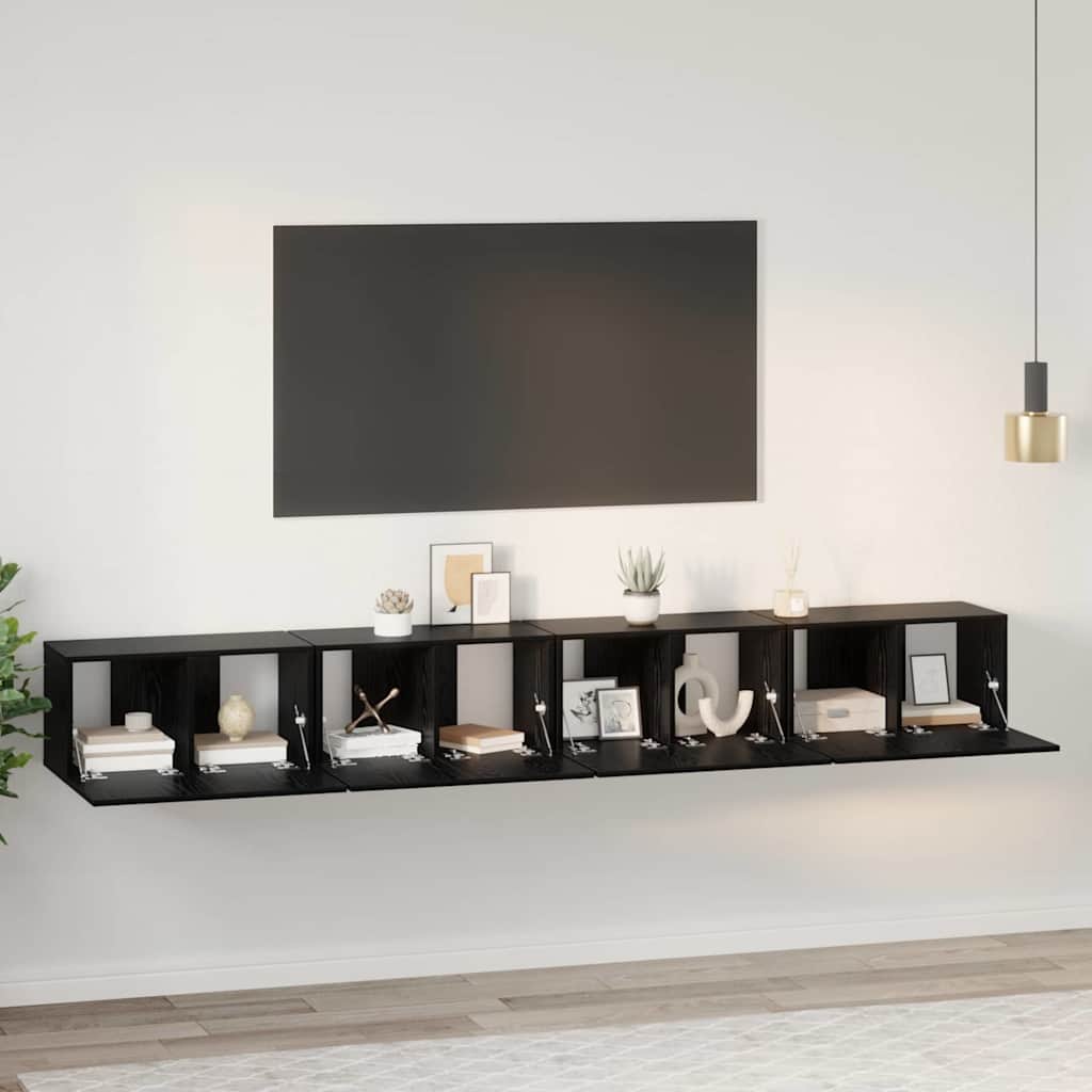 vidaXL Σετ επίπλου τηλεόρασης 4 pcs Μαύρη Οξυά 60 x 30 x 30 cm