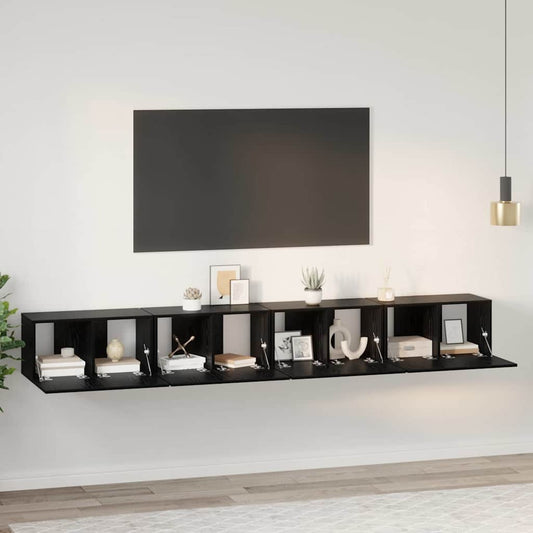 vidaXL Σετ επίπλου τηλεόρασης 4 pcs Μαύρη Οξυά 60 x 30 x 30 cm