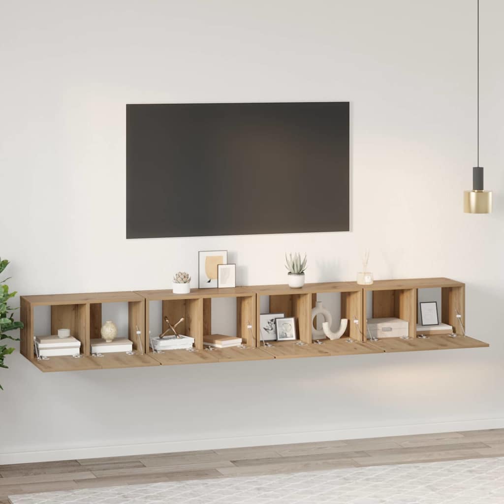vidaXL Σετ επίπλου τηλεόρασης 4 τμχ. Artisan Oak Επεξεργασμένο Ξύλο