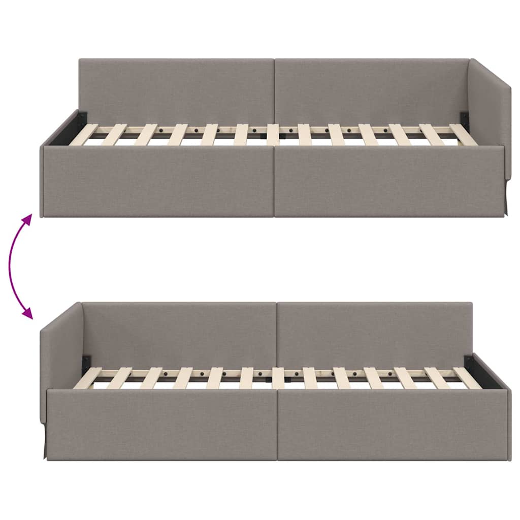 vidaXL Κρεβάτι Γωνίας με κεφαλάρι Taupe 90 εκ x 190 εκ ύφασμα