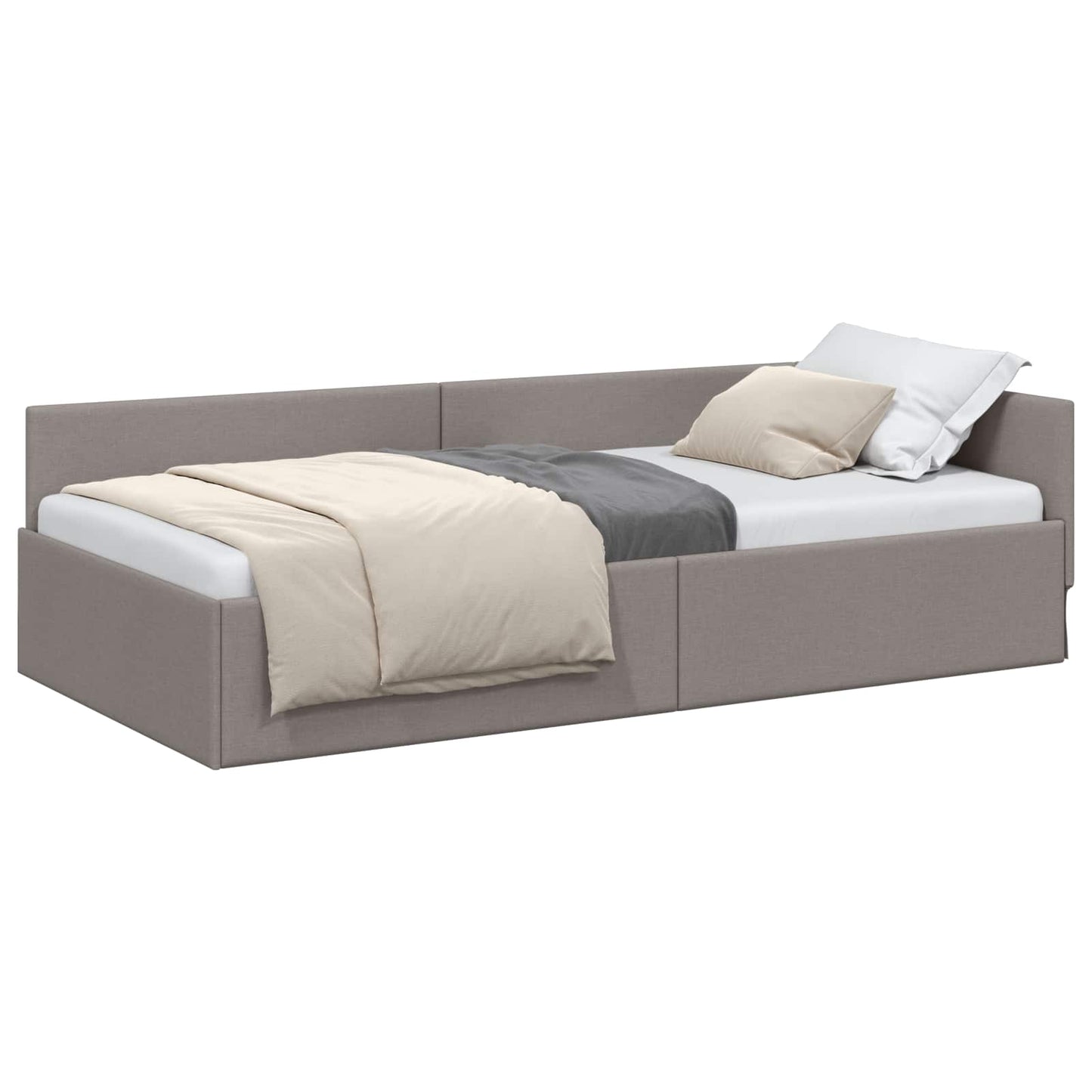vidaXL Κρεβάτι Γωνίας με κεφαλάρι Taupe 90 εκ x 200 εκ ύφασμα