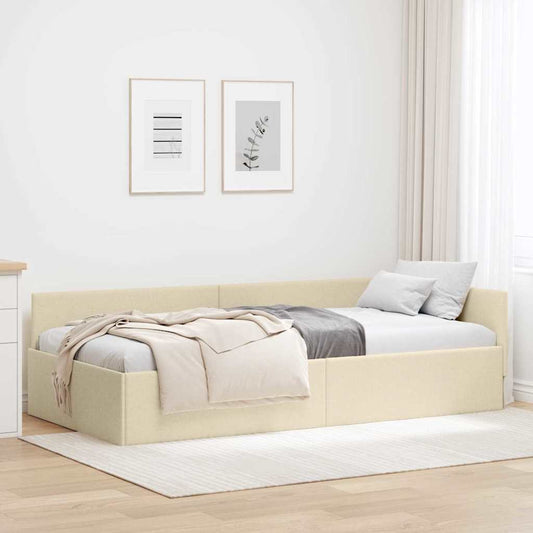 vidaXL Κρεβάτι Γωνίας με κεφαλάρι Κρεμ 100 εκ x 200 εκ ύφασμα