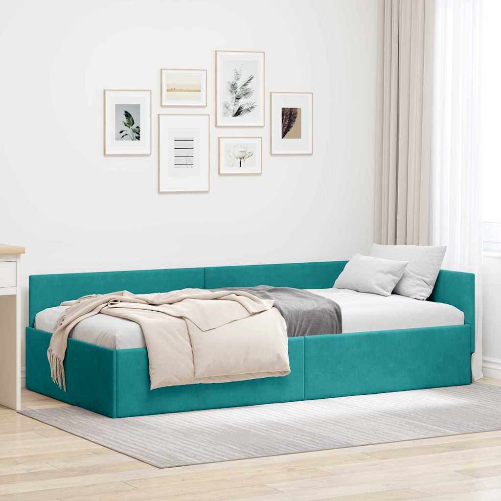 vidaXL Κρεβάτι Γωνίας με κεφαλάρι Τιρκουάζ 80 εκ x 200 εκ Βελούδο