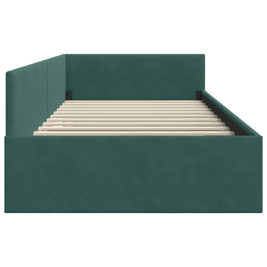 vidaXL Κρεβάτι Γωνίας Σκούρο Πράσινο 100 x 200 cm Βελούδο