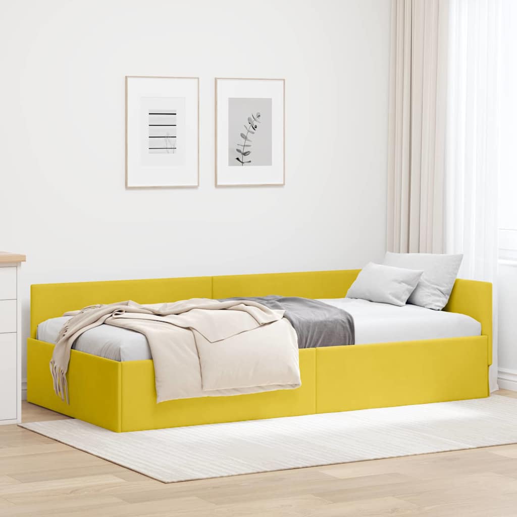 vidaXL Κρεβάτι Γωνίας με κεφαλάρι Κίτρινο 100 εκ x 200 εκ Βελούδο