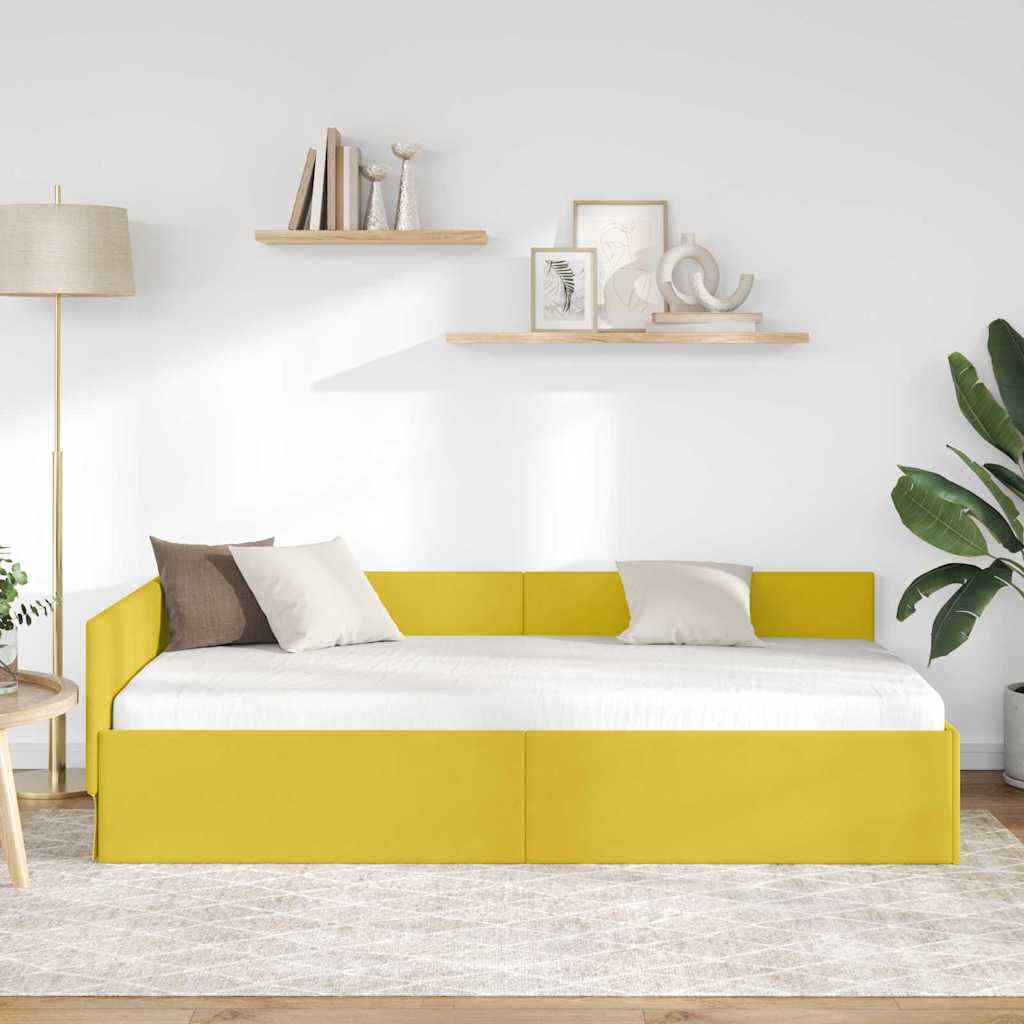 vidaXL Κρεβάτι Γωνίας με κεφαλάρι Κίτρινο 100 εκ x 200 εκ Βελούδο