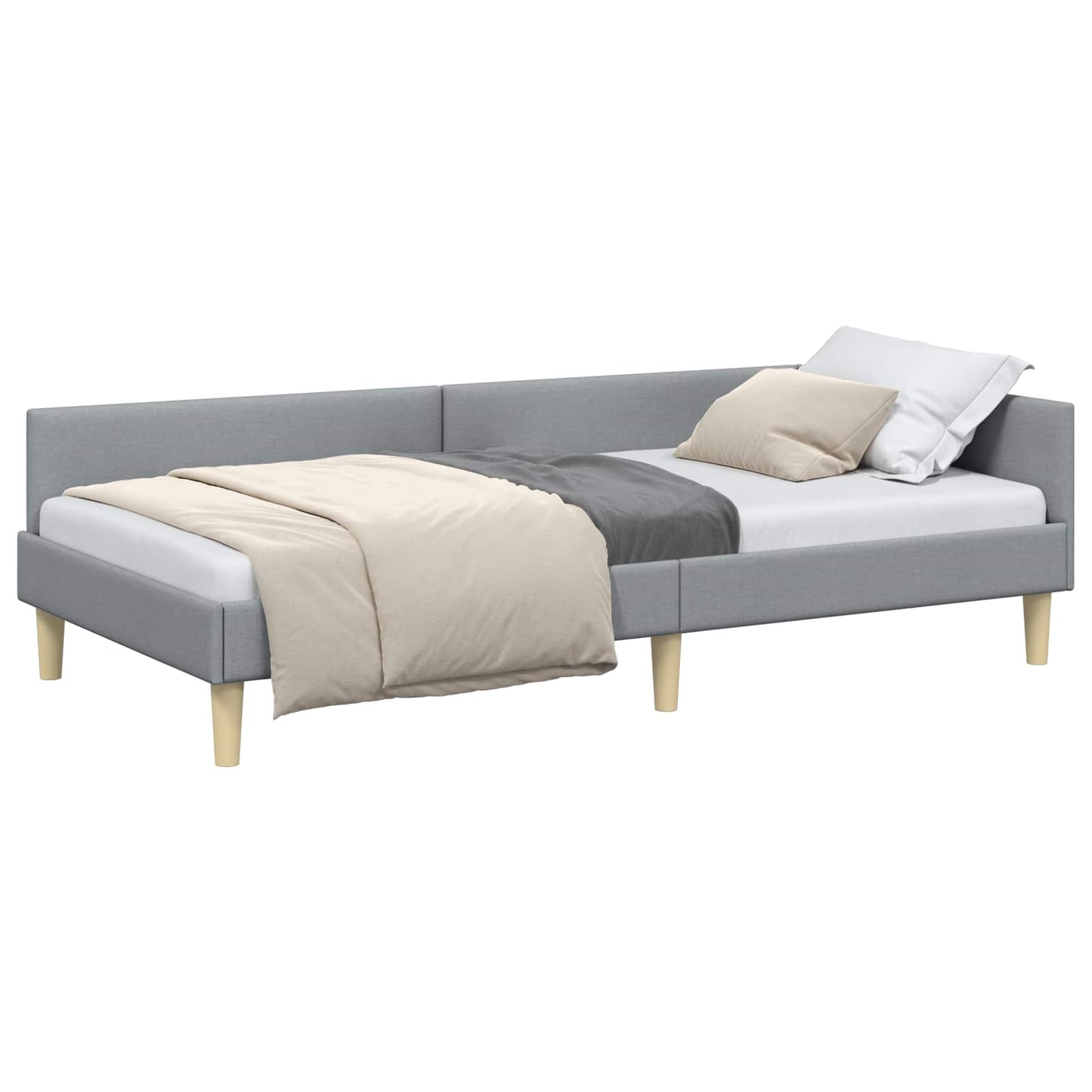 vidaXL Κρεβάτι Γωνίας Ανοιχτό γκρι 80 x 200 cm ύφασμα