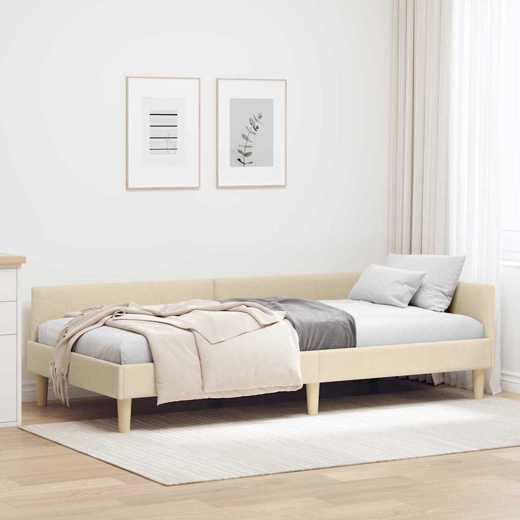 vidaXL Κρεβάτι Γωνίας Κρεμ 80 x 200 cm ύφασμα