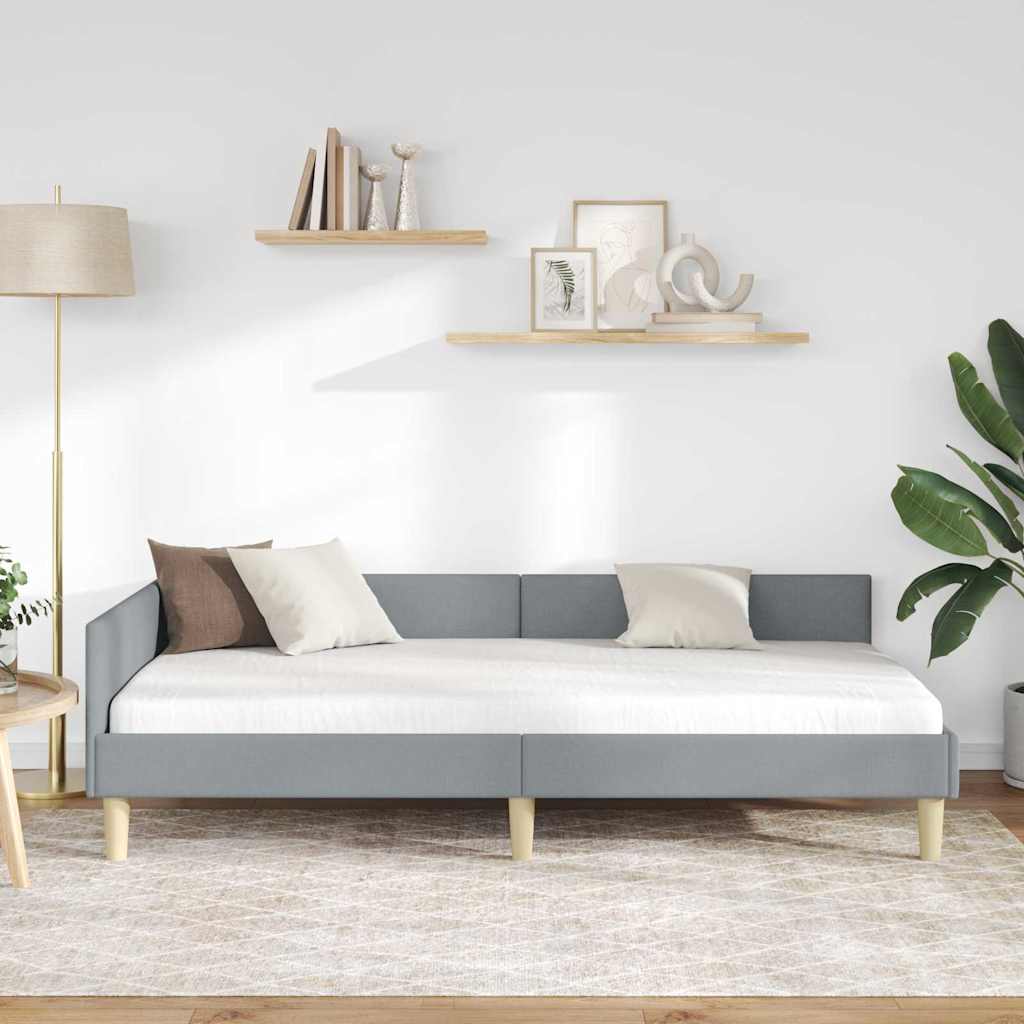 vidaXL Κρεβάτι Γωνίας Ανοιχτό γκρι 90 x 190 cm ύφασμα