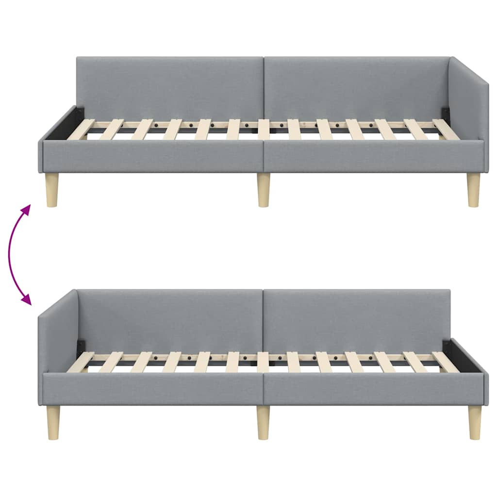 vidaXL Κρεβάτι Γωνίας Ανοιχτό γκρι 90 x 190 cm ύφασμα