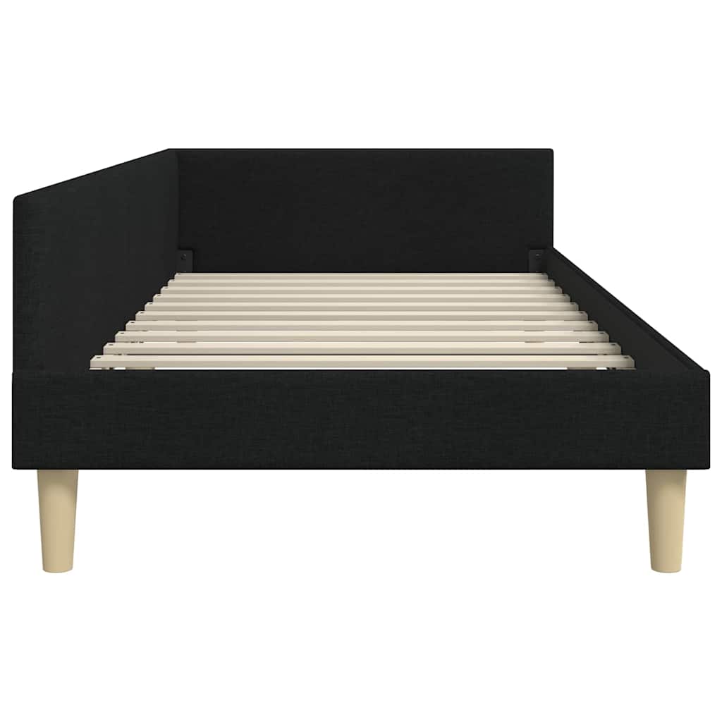 vidaXL Κρεβάτι Γωνίας Άλλο Μαύρο 90 x 190 cm Ύφασμα και Έργο ξύλου