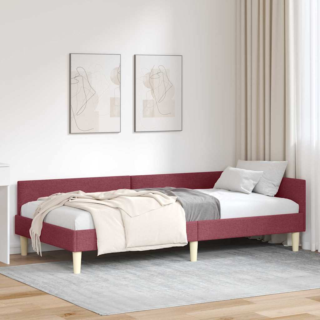 vidaXL Κρεβάτι Γωνίας Κόκκινο 90 x 190 cm ύφασμα