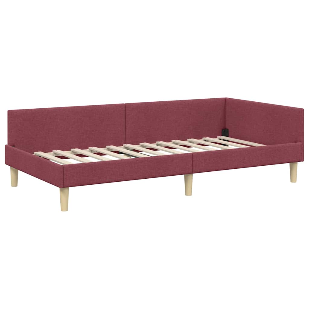 vidaXL Κρεβάτι Γωνίας Κόκκινο 90 x 190 cm ύφασμα